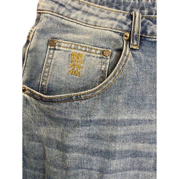 One Teaspoon Jackson Mid Waist Wide Leg Jeans in Blue Rapture Size 34 Zip Fly - Picture 4 of 4